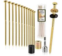 com-four® kit de 37 vis de Tente - 12 piquets avec clé à Douille magnétique, 12 rondelles métalliques et 12 Plastiques - Fixation extérieure pour Tente et auvent