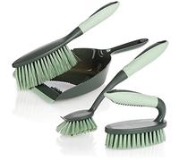 COM-FOUR® kit de Nettoyage en 4 Parties, Brosse à Main, Pelle à poussière, Brosse à Main et Brosse à Vaisselle, kit de démarrage Parfait pour Le Nettoyage (Gris-Vert Clair)