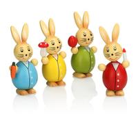 com-four® Lapin de Pâques Décoratif en Bois - Support pour la Décoration du Printemps - Figurines aux Couleurs Vives (4X Lapin Coloré)