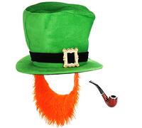 com-four® leprechaun, costumes de lutin pour la Saint-Patrick - tenues et accessoires pour le festival vert et irlandais - pour Mardi Gras, défilé, soirée de devise, pub irlandais (02 pièces - Set09)