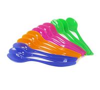 COM-FOUR® Lot de 12 cuillères à œufs en plastique - dessert réutilisable - colorées sans BPA pour confiture, dips - couverts durables 14 cm (12 pièces)