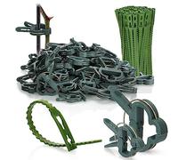 com-four Lot de 150 pinces à plantes - Attache pour plantes - Pinces à rosiers - Cages pour tomates - Pinces vertes - Clip pour bâches - Tuteurs (150 pièces - Mix)