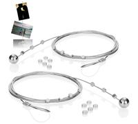 com-four® lot de 2 câbles photo avec 24 aimants, fil métallique 2 mètres pour suspendre photos, cartes et notes, décoration murale (2x/24 couleur argent)