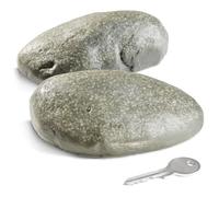 com-four Lot de 2 galets artificiels pour géocaching - Cachette de spect pierre - Boulder artificiel (2 pièces - plat)