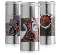Com-Four Lot de 3 boîtes à dosettes de café récipients conservation avec décorations