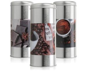 Com-Four Lot de 3 boîtes à dosettes de café récipients conservation avec décorations