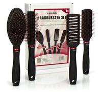 Com-Four Lot de 4 pièces de styling avec différentes brosses de coiffure avec poignée douce
