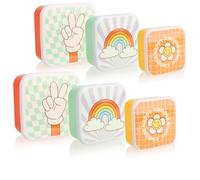 com-four® Lot de 6 boîtes de conservation avec couvercle - boîtes de congélation - boîtes de charcuterie en 3 tailles - boîtes de rangement pour le camping, les pique-niques (6 pièces - Fun Mix)