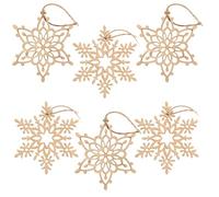 com-four Lot de 6 décorations de sapin de Noël en bois - Décoration de sapin de Noël à décorer - Motif flocons de neige