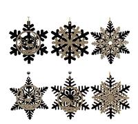 com-four® Lot de 6 pendentifs en Bois pour décorations de Sapin de Noël - Décorations de Sapin de Noël pour la décoration - Décorations de Sapin de Noël au Design Flocon de Neige