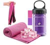 Com-four Lot de serviettes rafraîchissantes en bouteille pour la chaleur et les coups de soleil (2 chiffons - rose/violet)