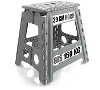 COM-FOUR® Marche Pliante avec Picots en Caoutchouc XXL - escabeau Pliable - Aide à l'escalade Portable pour la Maison - capacité de Charge jusqu'à 150 kg (Blanc/Gris XXL - 1 pièce)