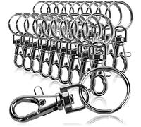COM-FOUR® Mousquetons 20x avec Porte-clés - Mousquetons avec Articulation pivotante pour Porte-clés - 55 mm (20 pièces Noir)