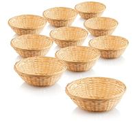 COM-FOUR® Panier en Raphia de Couleur Naturelle Pour la Décoration - Nid de Pâques Pour Œufs, Petits Pains et Collations - 10 Pièces, Ovale 8,5 cm