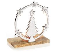 COM-FOUR® Photophore avec Motif Sapin de Noël, Bougeoir de Noël avec Socle