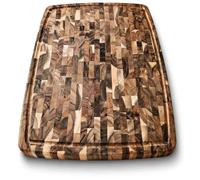 com-four® Planche à découper Bois 46 x 36 cm - Planche en Acacia avec rigole à jus - modèle épais à Motif Damier - Billot Robuste (1 pièce - 46 x 36 cm - Acacia)