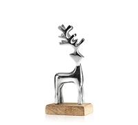 com-four® Renne en métal sur Socle en Bois, Figurine décorative de Renne