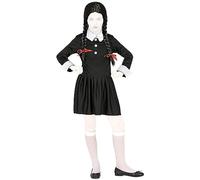 com-four® Robe de costume - robe gothique comme déguisement pour filles - costume d'écolière pour enfants - tenue cosplay dans le style du mercredi - robe noire avec col - taille. 140