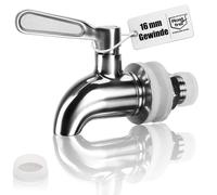 COM-FOUR® Robinet inox 304 (filetage 16 mm) avec kit - Bec de rechange pour distributeur de boissons, kombucha, jus, bière, vin - anticorrosion, qualité alimentaire