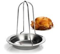 COM-FOUR® Rôtissoire de poulet BBQ pour des poulets grillés parfaits, grilles de volaille pour cuire des poulets rôtis et des poulets de chair, lèchefrite (1 pièce - poulet grillé)