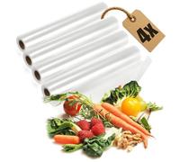 com-four® Rouleaux Sous Vide 12 m - 4 Rouleaux Professionnels (3 m chacun) pour Appareils de Mise Sous Vide - Idéal pour Cuisson, Conservation & Congélation (4 rouleaux)