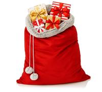 com-four® Sac de Noël Premium XL - Sac Cadeau Rouge à remplir - Sac de Noël avec Cordon et Pompons comme décoration & Superbe Emballage Cadeau