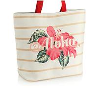 com-four® Sac de plage - shopper pour femmes pour le shopping - sac de piscine moderne pour les articles de plage (beige - Aloha)