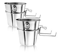 COM-FOUR® Seau à champagne 2x avec support de table - Seau de refroidissement pour vin mousseux, vin et champagne - Élégant refroidisseur à vin en acier inoxydable pour boissons fraîches