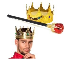 com-four® set couronne et sceptre pour adultes, accessoire de costume roi