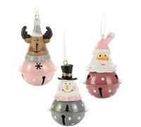 com-four® Set de 3 décorations à Suspendre en métal 7 x 4 cm - Figurine de Père Noël, Figurine de Bonhomme de Neige et Figurine de Renne à Suspendre - décoration de Noël (Marron Rose Gris)