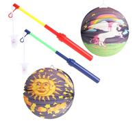 com-four® Set de 4 lanternes - lanternes en Papier avec bâtons LED - lanternes décoratives pour Saint-Martin, défilés et Halloween (Ensemble de 4 pièces - lanternes/poteaux)