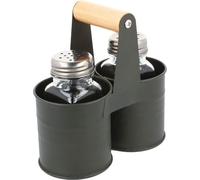 COM-FOUR® Set de 6 épices en verre - sel et poivre avec support métallique assorti (02 pièces - avec support)