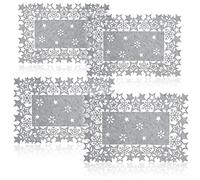 COM-FOUR® Sets de Table étoiles 4 pièces - Sets de Table en Feutre, essuyables pour l'hiver et Noël 44 x 30 cm - Set de Table Moderne en Feutre (Set de Table 4 pièces - étoiles - Gris)