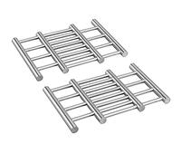 COM-FOUR® sous-Plat 2X de Haute qualité en Acier Inoxydable - sous-Plat pour Casserole, poêle, Plat de Cuisson et Wok - Extensible Environ 22-38 x 20 x 1,8 cm (2 pièces)