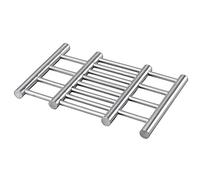 COM-FOUR® sous-Plat de Haute qualité en Acier Inoxydable - sous-Plat pour Casserole, poêle, Plat de Cuisson et Wok - Extensible Environ 22-38 x 20 x 1,8 cm (1 pièce)