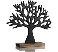 com-four® Support d'arbre décoratif, Arbre en métal sur Socle en Bois