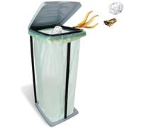 com-four® Support de sac poubelle avec couvercle - idéal pour la maison, le jardin, l'atelier et le camping - 3 hauteurs possibles - trieur de déchets 60 L