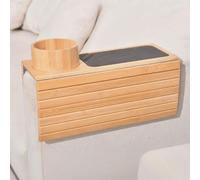COM-ptia Cruise Bamboo Couch Cup Holder, Couch Hack Bamboo cupH-Older, Bam-Boo Cou-ch Arm Tray & Cup Holder Your Sofa s Best Friend for Cou-ch, for Drinks Cellphone TV Remote Snacks (Style D)