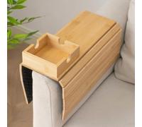 COM-ptia Cruise Bamboo Couch Cup Holder, Couch Hack Bamboo cupH-Older, Bam-Boo Cou-ch Arm Tray & Cup Holder Your Sofa s Best Friend for Cou-ch, for Drinks Cellphone TV Remote Snacks (Style B)