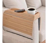 COM-ptia Cruise Bamboo Couch Cup Holder, Couch Hack Bamboo cupH-Older, Bam-Boo Cou-ch Arm Tray & Cup Holder Your Sofa s Best Friend for Cou-ch, for Drinks Cellphone TV Remote Snacks (Style C)