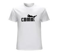 Coma Letter Printed T-Shirt Mens Unisex White Tees S