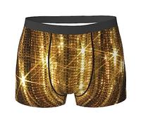 COMAAM Boxer à paillettes dorées pour homme (multi-facettes) - Boxer élastique pour homme, noir, Large