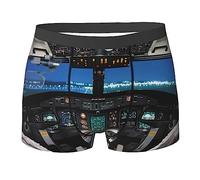 COMAAM Boxer pour homme avec motif avion, style cockpit (multi-facettes) pour homme, noir, Large