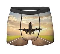 COMAAM Boxer pour homme Avion (multi-facettes) Boxer élastique pour homme, noir, Large