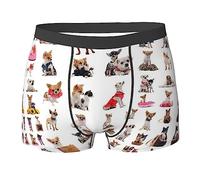 COMAAM Boxer pour homme motif chihuahua carlin mignon (multi-facettes) boxers élastiques pour hommes leggings sous-vêtements, noir, Large