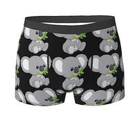 COMAAM Koala Eat Leaf Boxer pour homme (multi-facettes) Boxer élastique pour homme, noir, Small