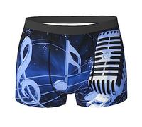 COMAAM Microphone avec notes de musique Boxer pour homme (multi-facettes) Boxer élastique pour homme, noir, Large