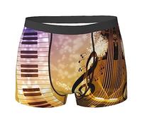 COMAAM Piano Violon Notes de Musique Boxer Homme (Multifacettes) Boxer Elastique Homme Leggings Underpants, noir, Large