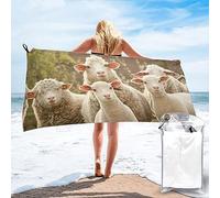 COMAAM Serviette de bain surdimensionnée à séchage rapide Motif moutons et agneaux (style horizontal)