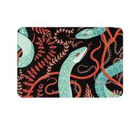 COMAAM Tapis antidérapant de flanelle de serpent et de fleur 40,6 x 61 cm intérieur et extérieur Tapis d'entrée antidérapant